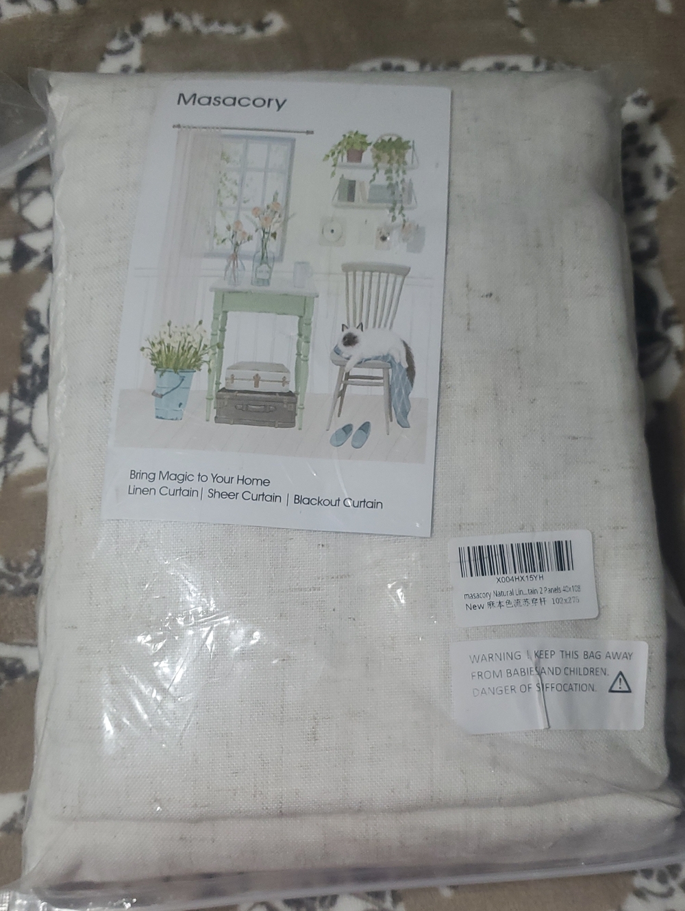 Natural Linen Curtain - Cream Masacory 2 Panel Blackout Curtains 40X108
